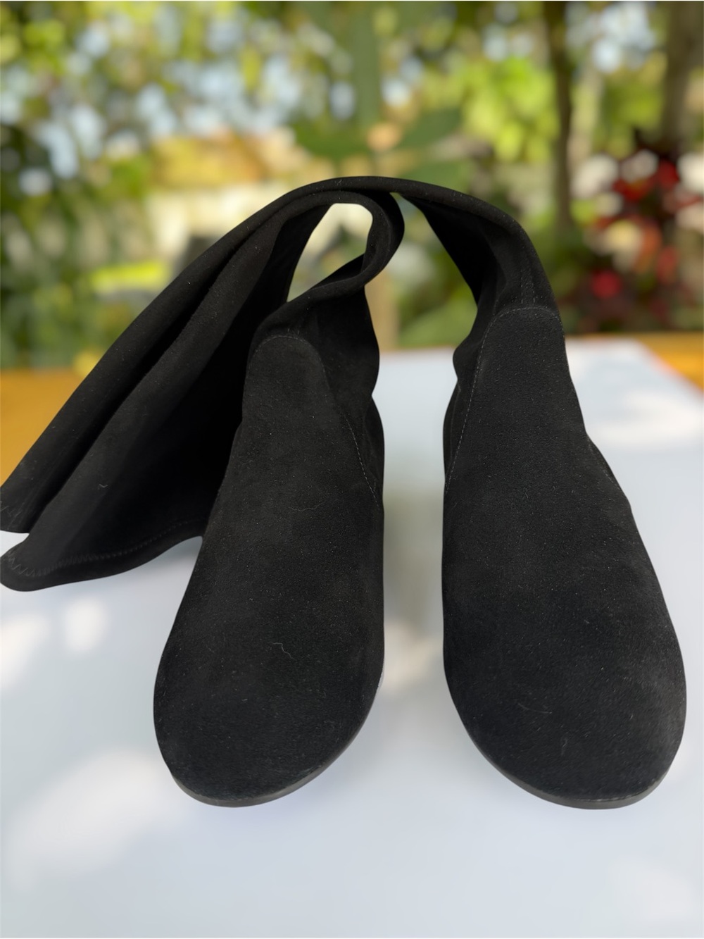 Stuart Weitzman Black Stretch Over-the-Knee Suede Boots